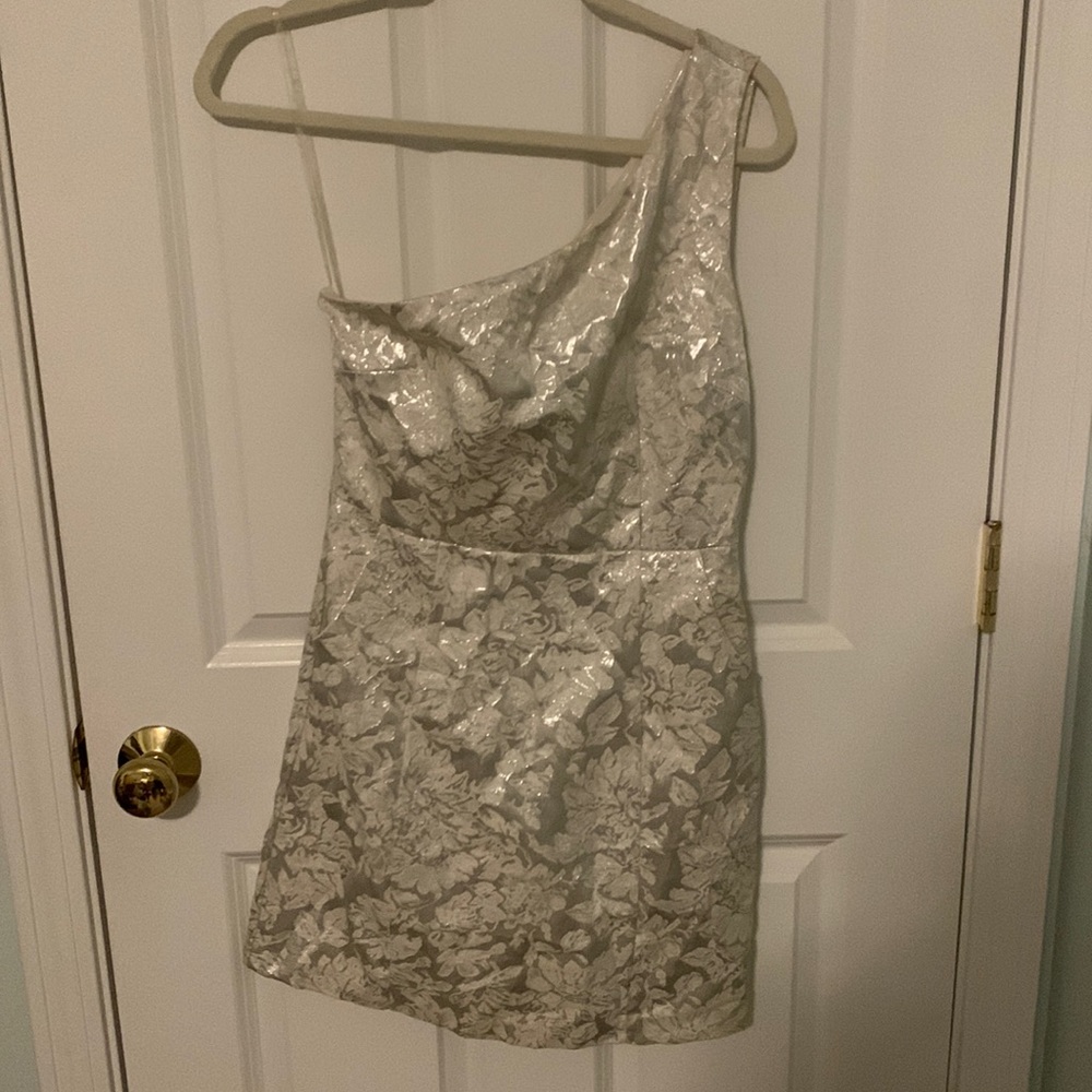 One shoulder shimmer dress